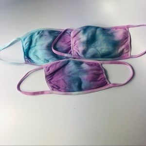 Washable Blue And Purple Cotton Tie Dye Face Mask
